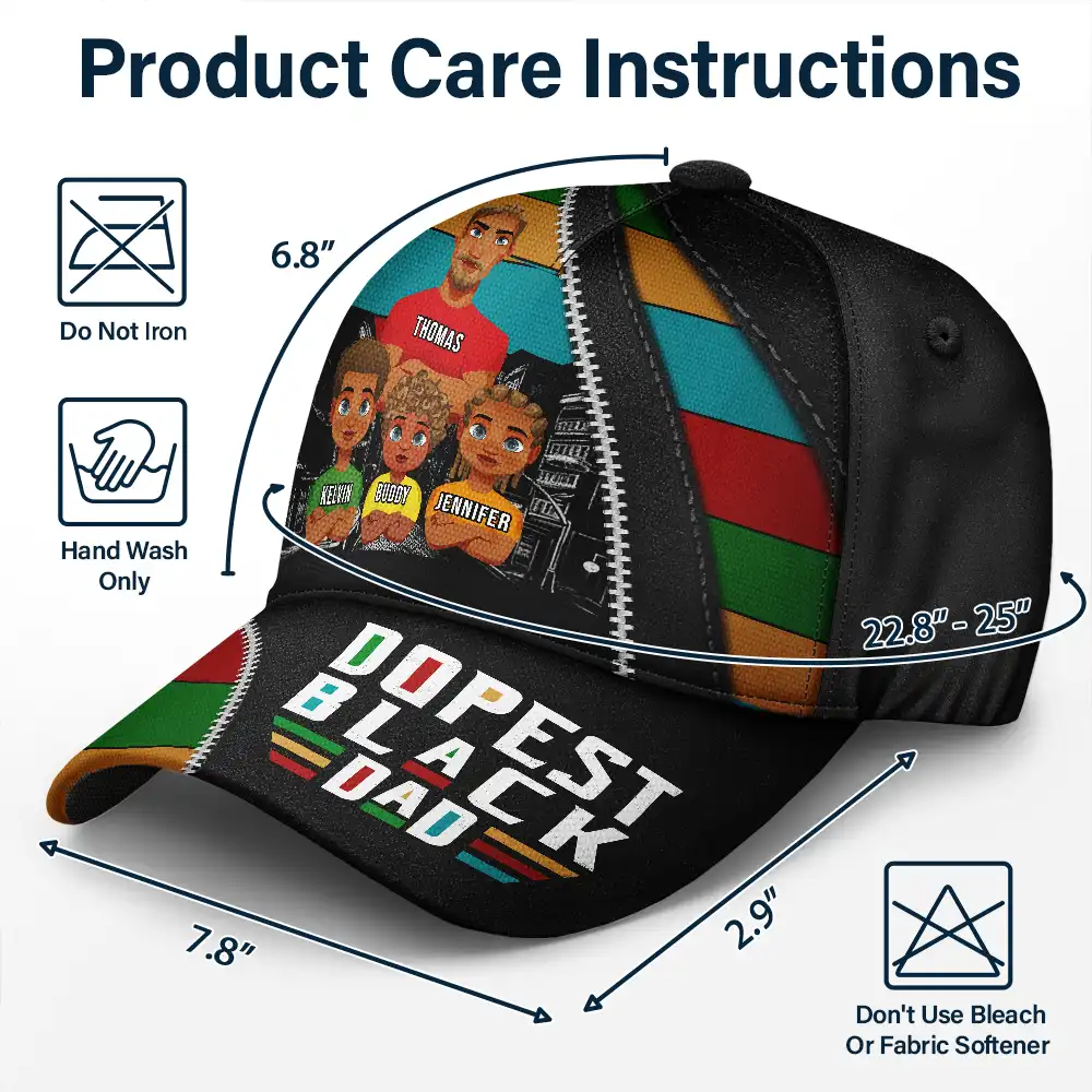 Dopest Black Dad - Personalized Classic Cap - Image 6