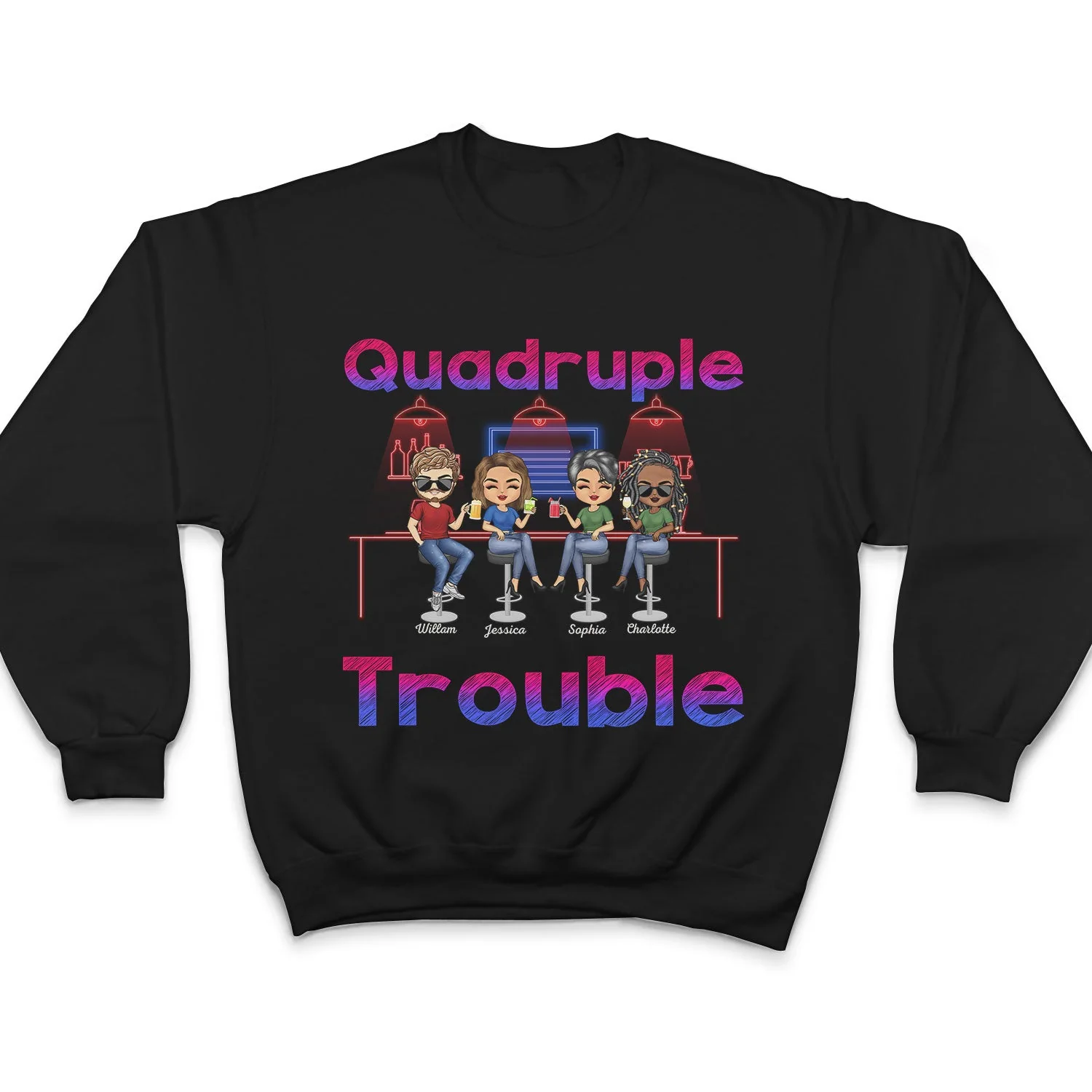Double Trouble Bar Party BFF - Anniversary, Birthday Gift For Besties, Best Friends - Personalized Custom T Shirt - Image 5