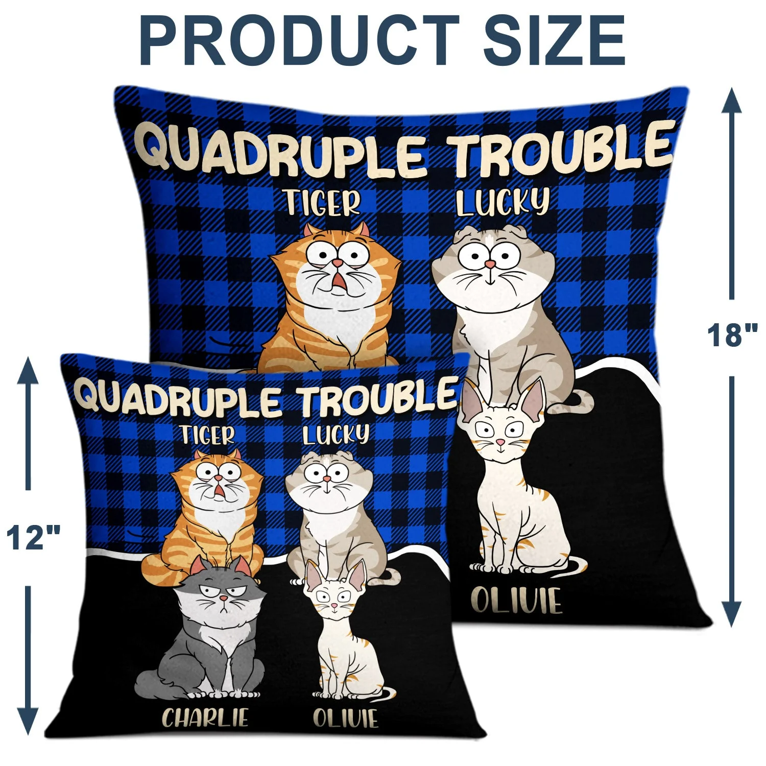 Double Trouble - Gift For Cat Lovers - Personalized Pillow - Image 4