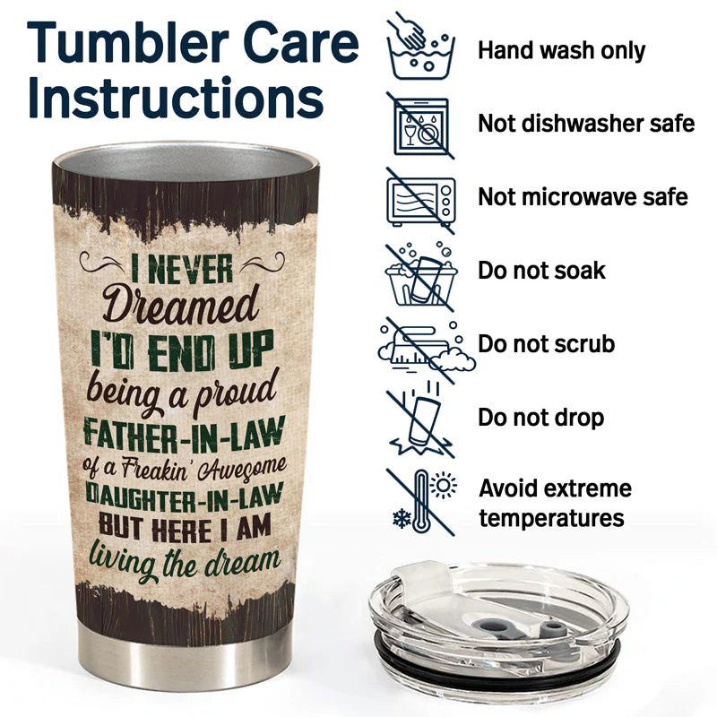 Dream Breaking Awesome - Gift For Father And Mother In Law - Personalized Custom Tumbler - Image 5