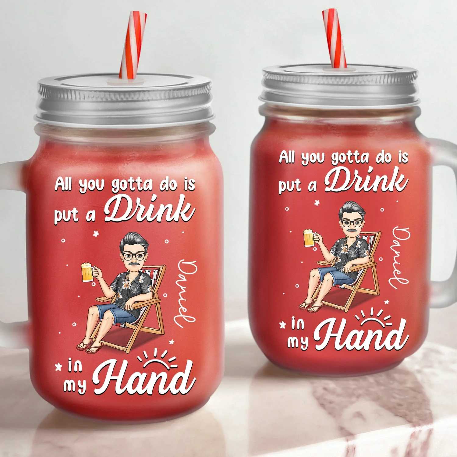 Drink In My Hand - Personalized Mason Jar Cup With Straw - Image 3