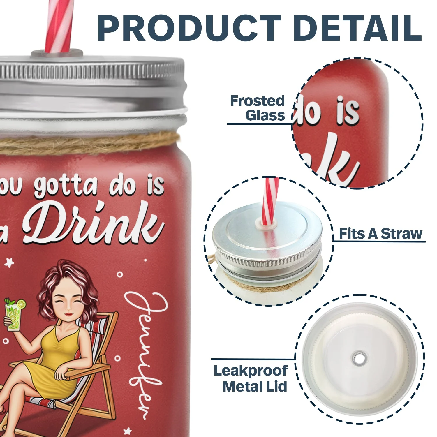 Drink In My Hand - Personalized Mason Jar Cup With Straw - Image 4