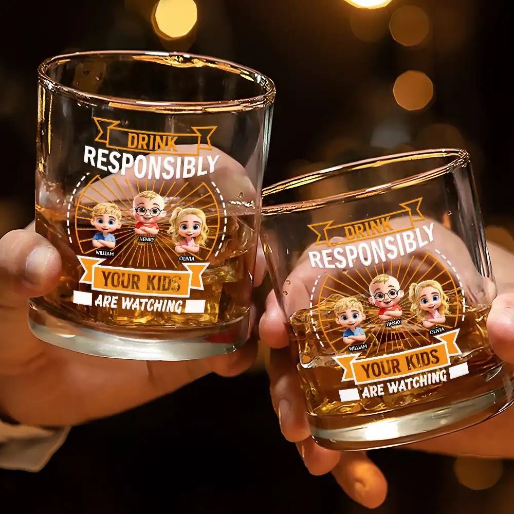 Drink Responsibly Your Kid Is Watching - Personalized Whiskey Glass - Image 3