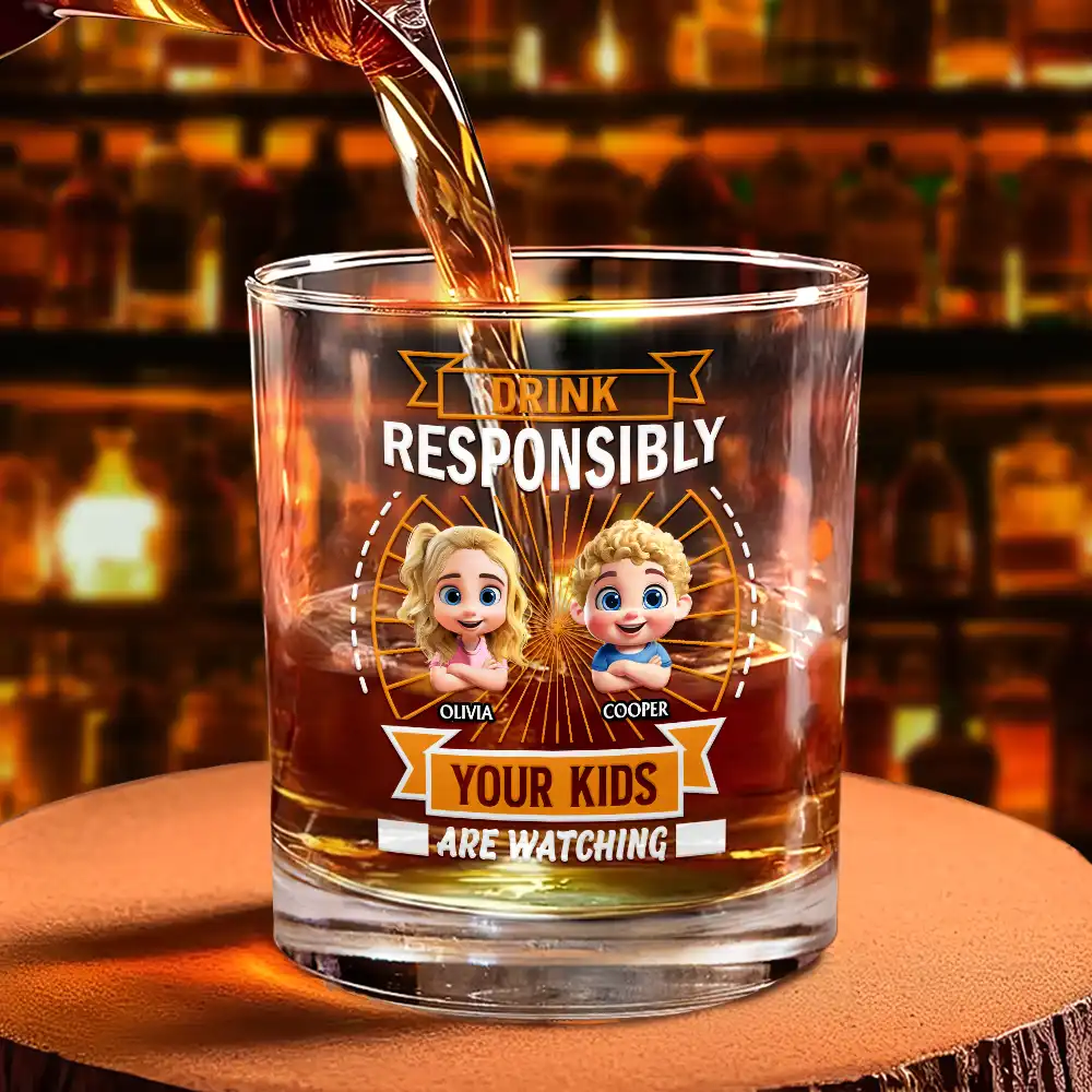 Drink Responsibly Your Kid Is Watching - Personalized Whiskey Glass - Image 4