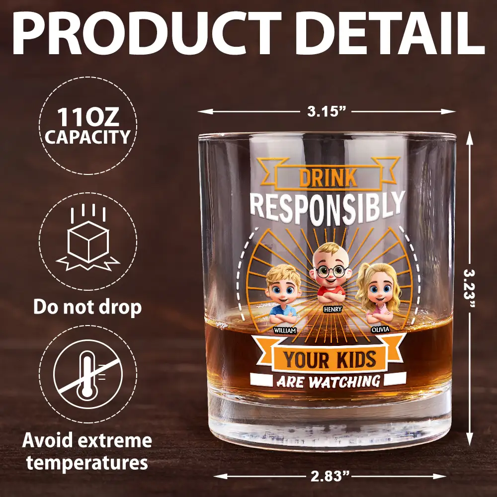 Drink Responsibly Your Kid Is Watching - Personalized Whiskey Glass - Image 5