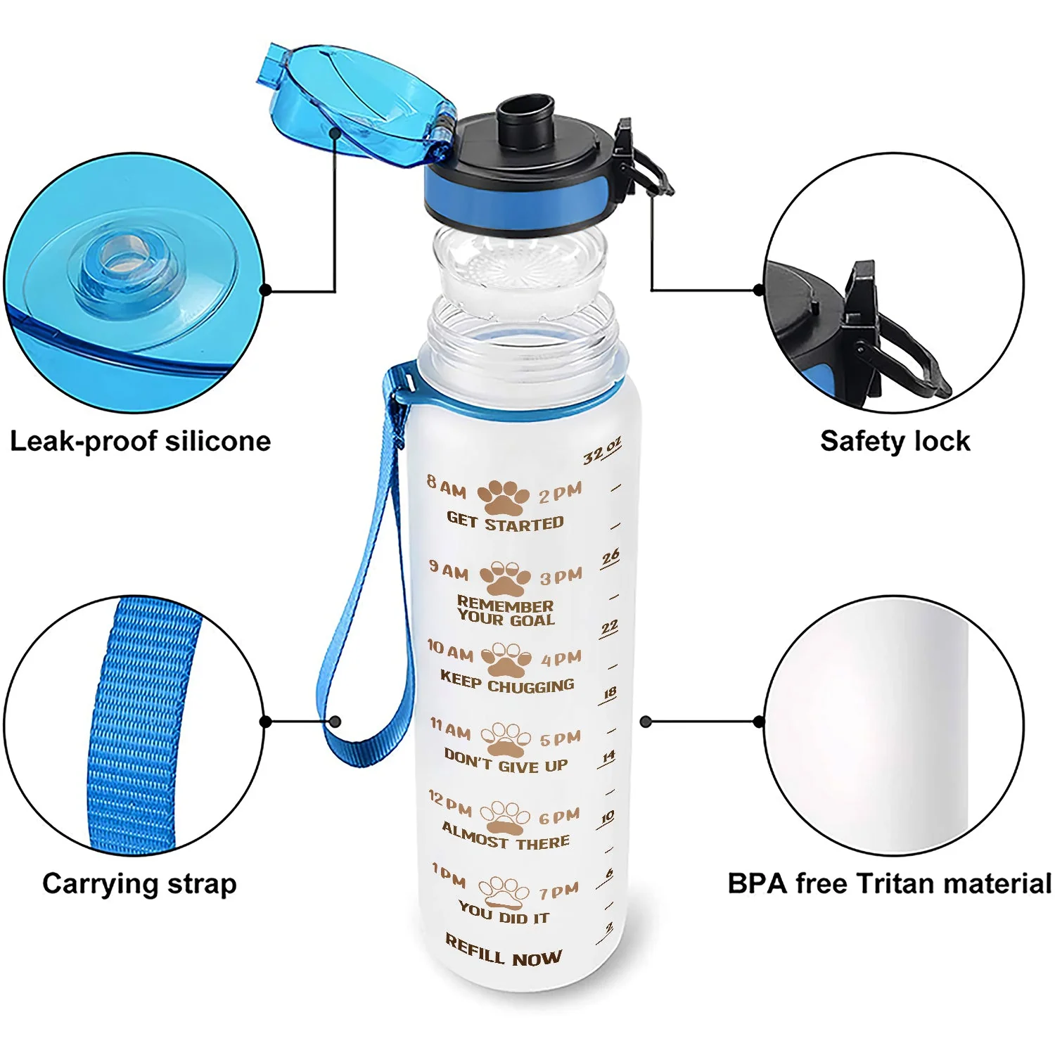 Drink Your Doggone Water Best Dog Mom Ever - Mother Gift - Personalized Custom Water Tracker Bottle - Image 4