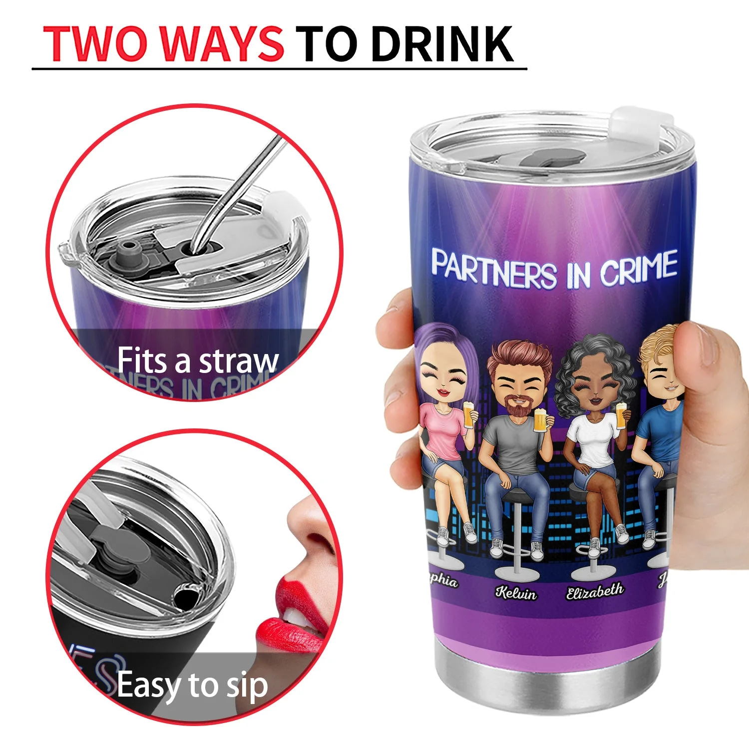 Drinking Friends Partners In Crime Just Remember If We Get Caught - Birthday Gifts For Friends, Besties, Soul Sisters, BFF - Personalized Custom Tumbler - Image 4