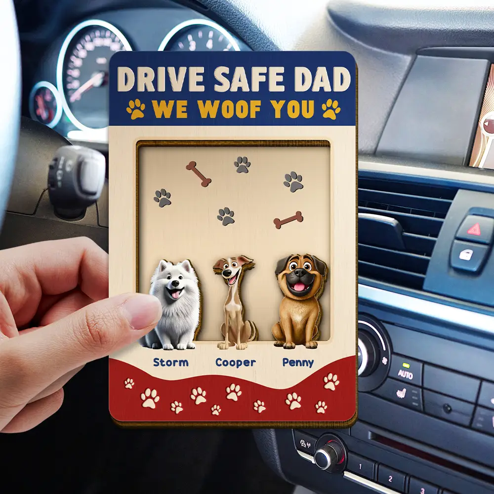 Drive Safe Dad We Woof You - Personalized Custom Shaped Car Visor Clip - Image 3