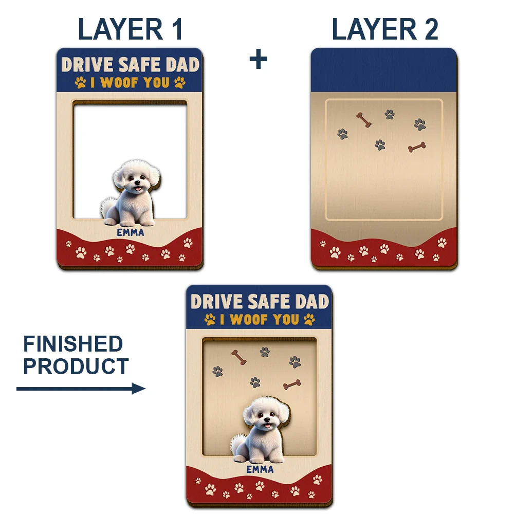 Drive Safe Dad We Woof You - Personalized Custom Shaped Car Visor Clip - Image 5