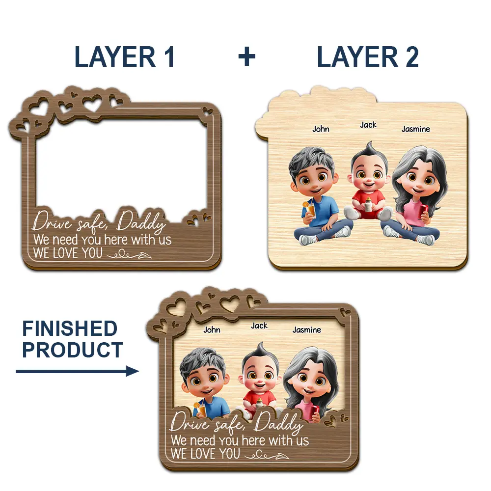 Drive Safe Daddy We Love You - Personalized Custom Shaped Car Visor Clip - Image 5