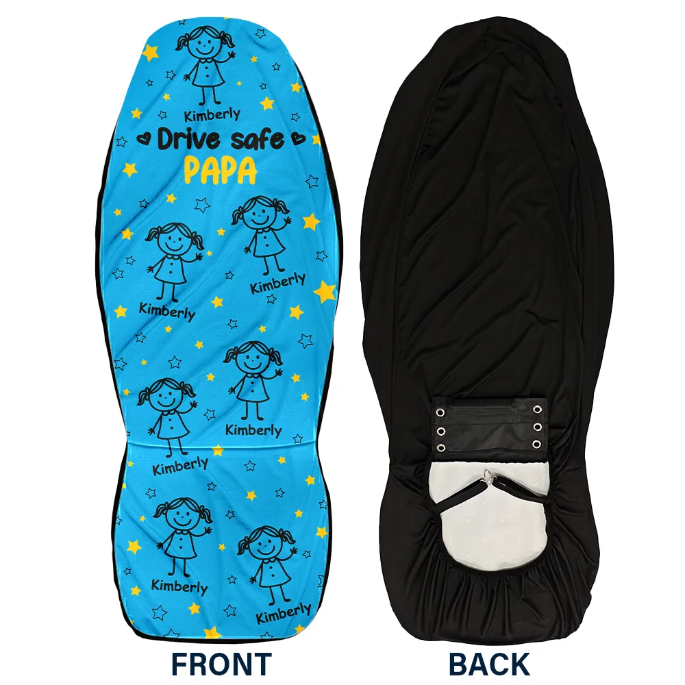 Drive Safe Grandpa Dad Kids Pet - Personalized Car Seat Cover - Image 5