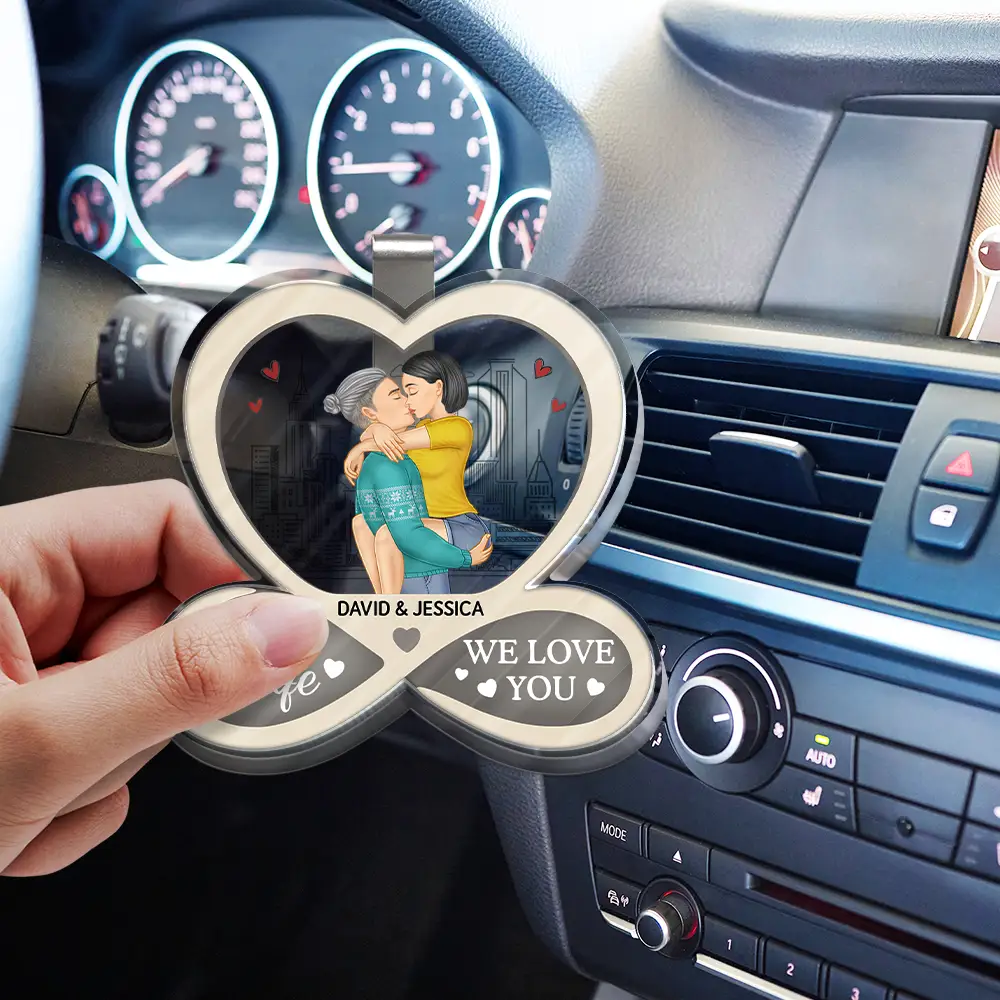 Drive Safe I Love You Couples - Personalized Custom Shaped Acrylic Car Visor Clip - Image 3