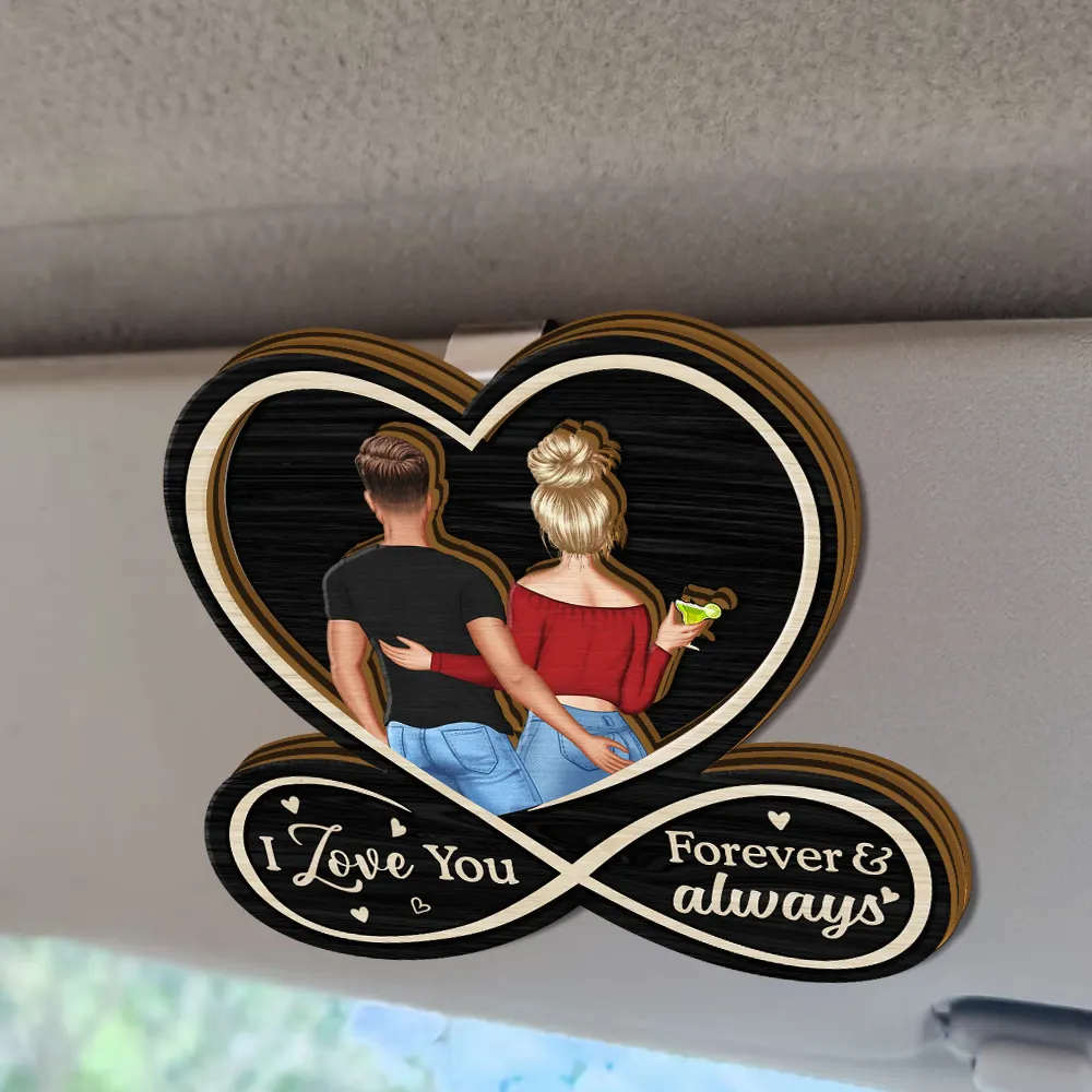 Drive Safe I Love You To Husband From Wife Back Couple - Personalized Custom Shaped Car Visor Clip - Image 2