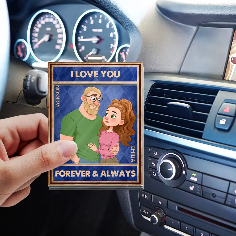 Drive Safe I Love You Vintage Animate Couple - Personalized Custom Shaped Acrylic Car Visor Clip - Image 3