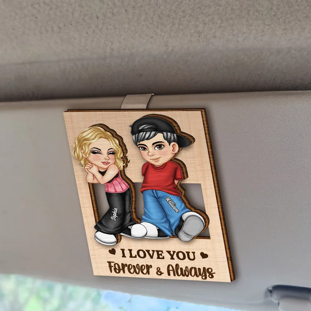 Drive Safe I Love You Y2K Couple - Personalized Custom Shaped Car Visor Clip - Image 2