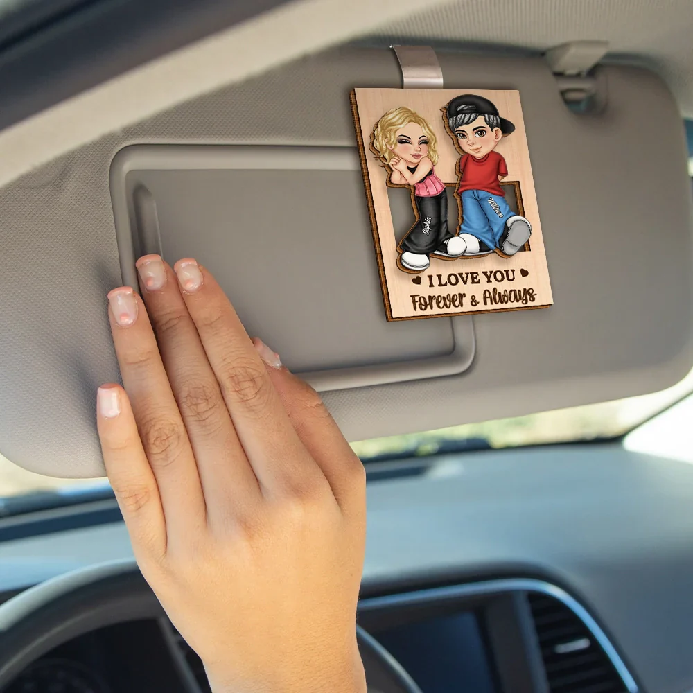 Drive Safe I Love You Y2K Couple - Personalized Custom Shaped Car Visor Clip - Image 4