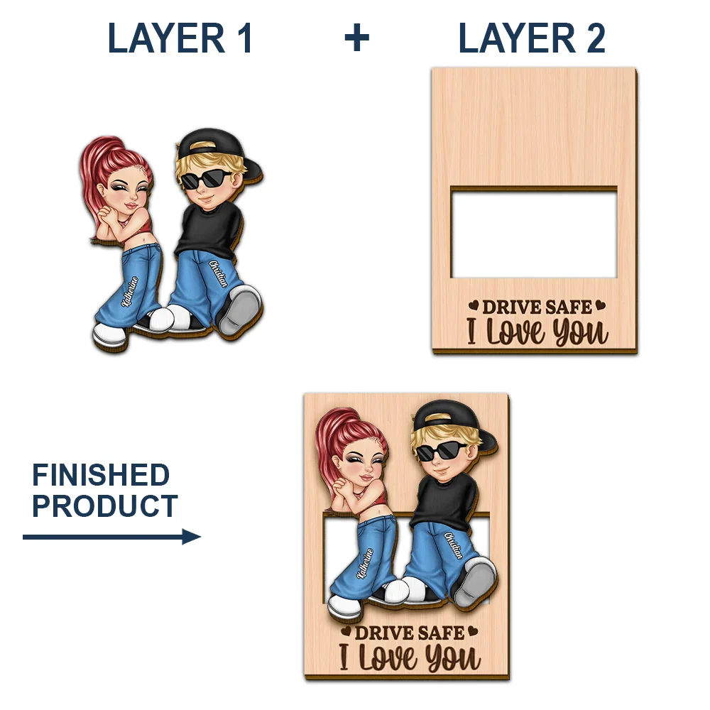 Drive Safe I Love You Y2K Couple - Personalized Custom Shaped Car Visor Clip - Image 5