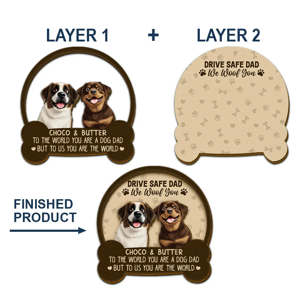 Drive Safe Mom Dad 3D Effect Dog - Personalized Custom Shaped Car Visor Clip - Image 6