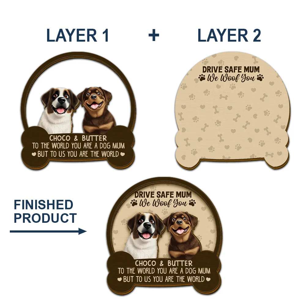 Drive Safe Mum Dad 3D Effect Dog - Personalised Custom Shaped Car Visor Clip - Image 5