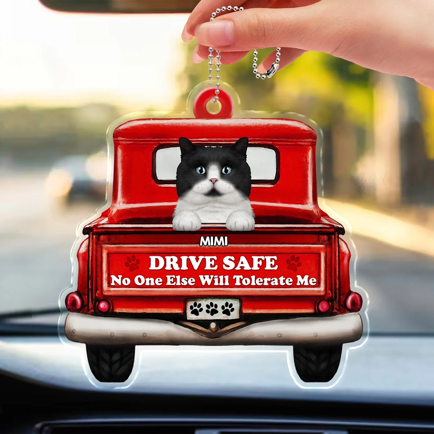 Drive Safe No One Else Will Tolerate Us - Gift For Pet Lovers - Personalized Acrylic Car Hanger - Image 3