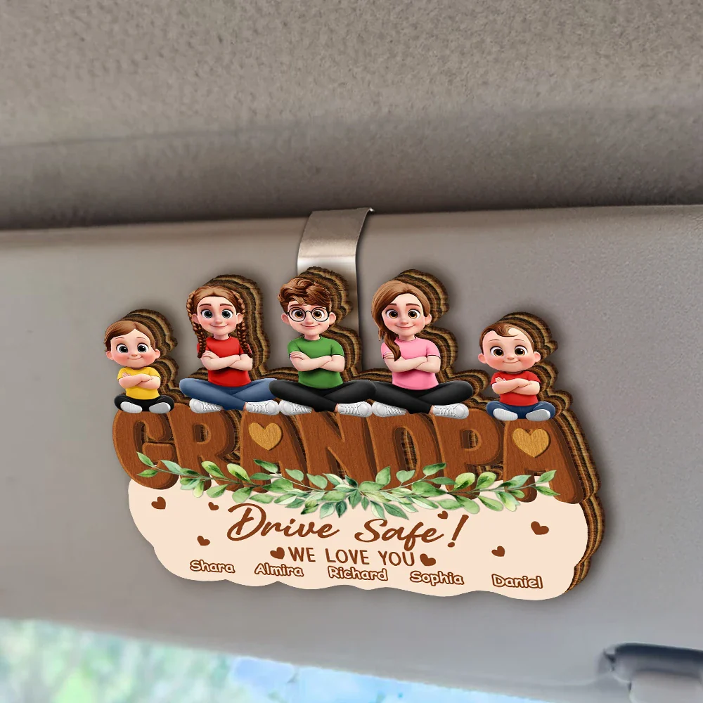 Drive Safe We Love You Cute Cross Arms Kids - Personalized Custom Shaped Car Visor Clip - Image 2