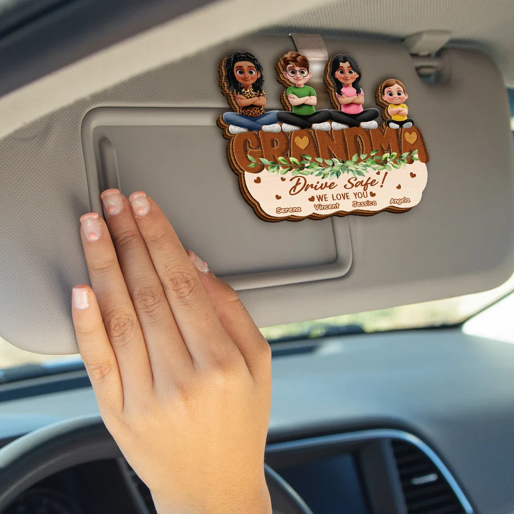 Drive Safe We Love You Cute Cross Arms Kids - Personalized Custom Shaped Car Visor Clip - Image 4