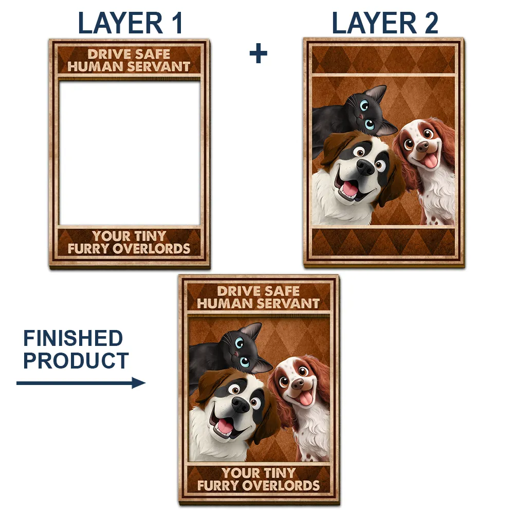 Drive Safe We’re Waiting At The Door Dog Cat Vintage - Personalized Custom Shaped Car Visor Clip - Image 5