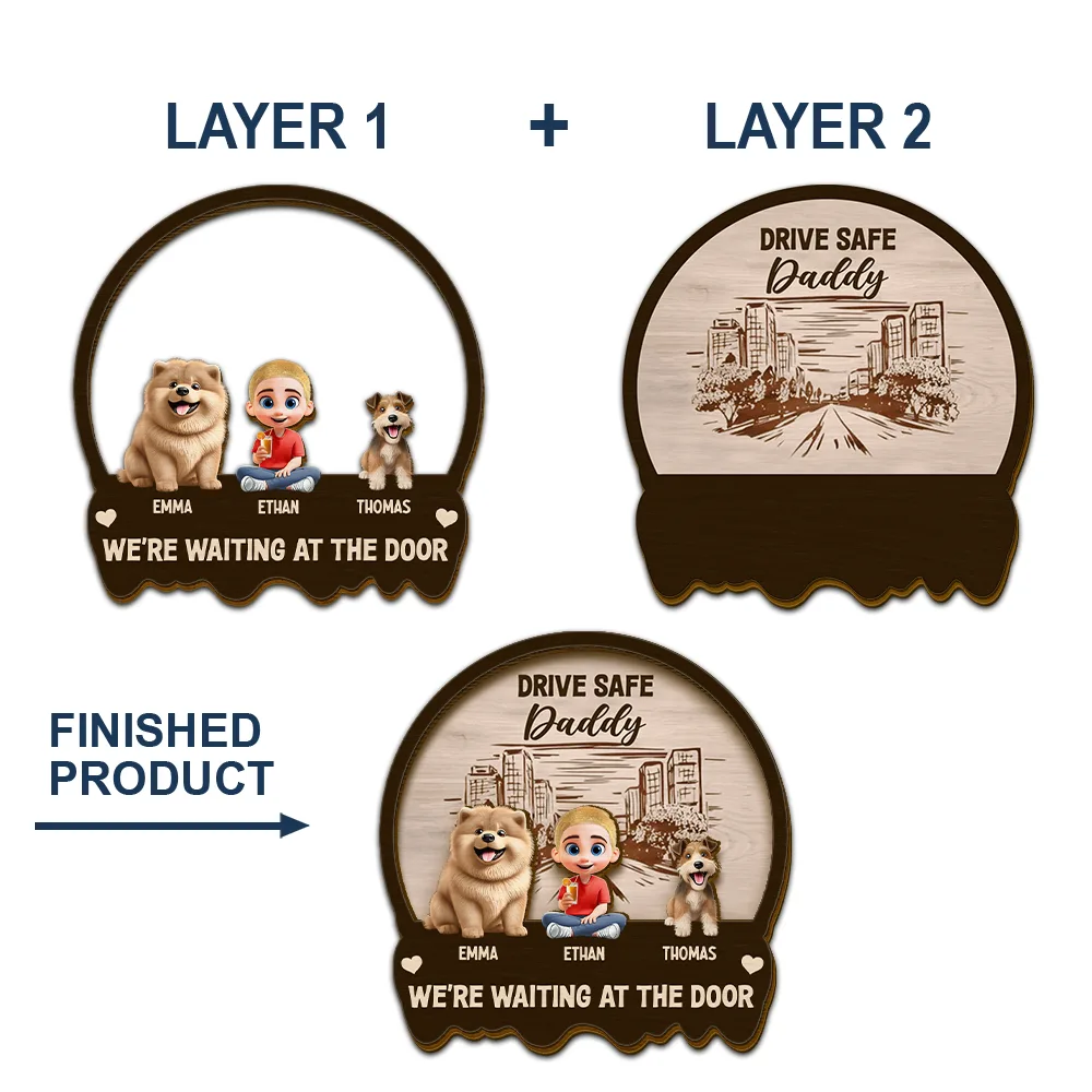 Drive Safe We're Waiting At Door Kids & Pets - Personalized Custom Shaped Car Visor Clip - Image 5