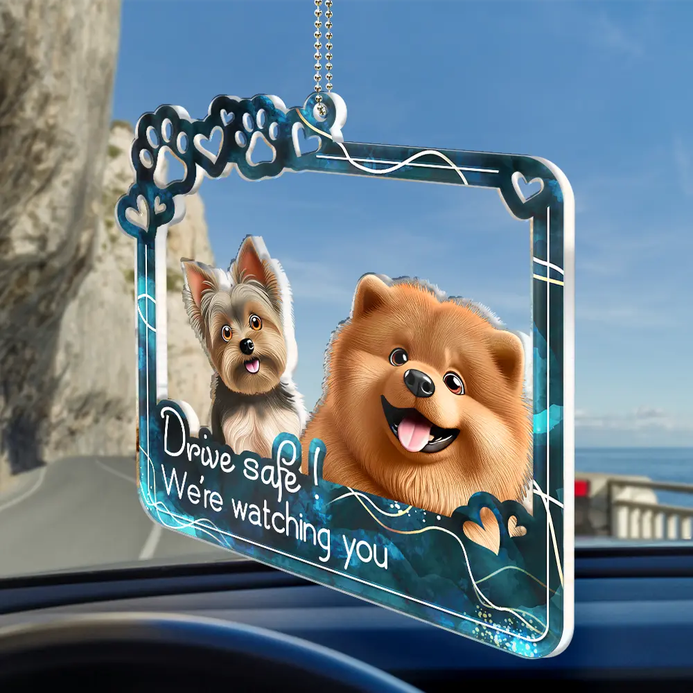Drive Safe We're Waiting At The Door - Personalized Acrylic Car Hanger - Image 2