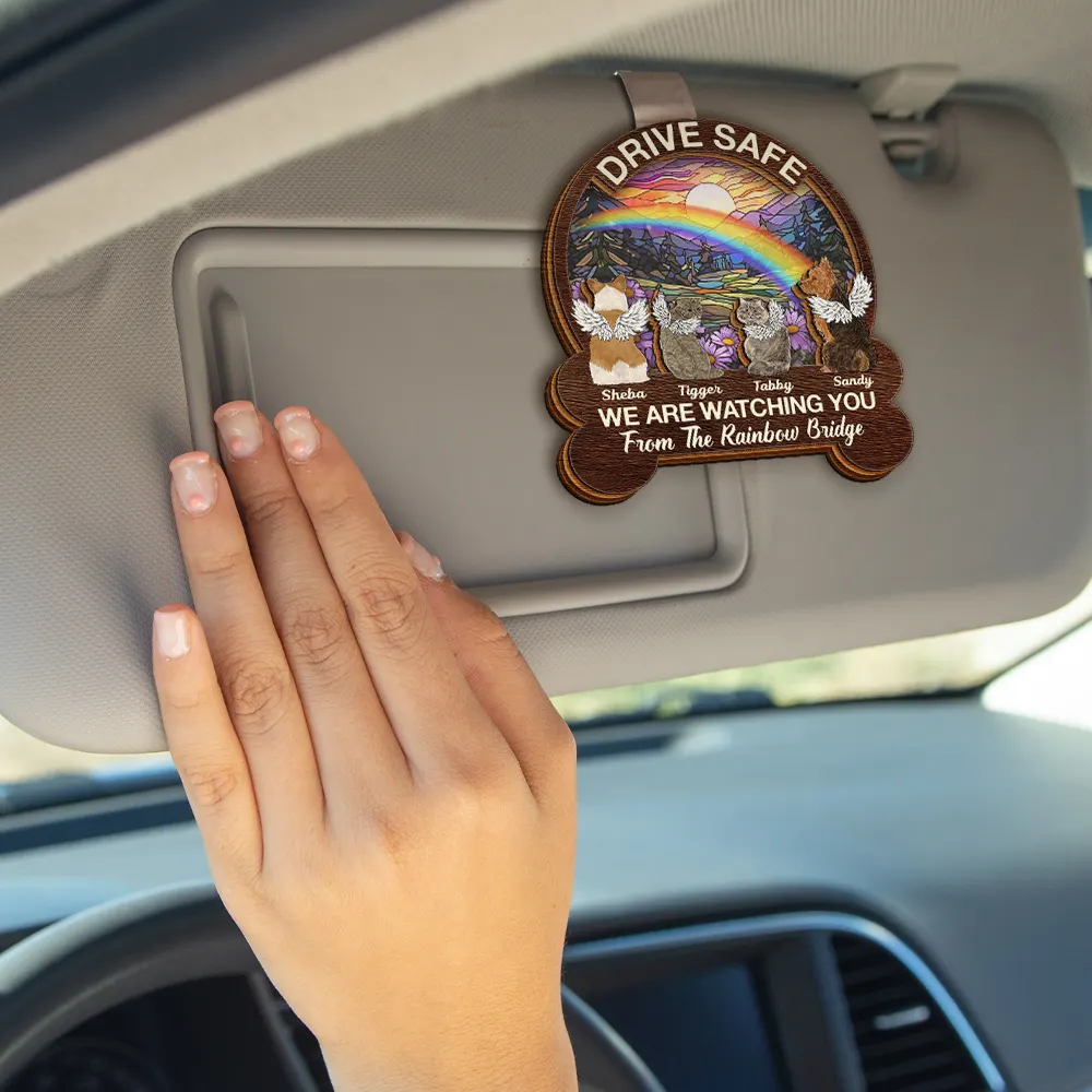 Drive Safe We're Watching You Dog Cat Memorial - Personalized Custom Shaped Car Visor Clip - Image 4