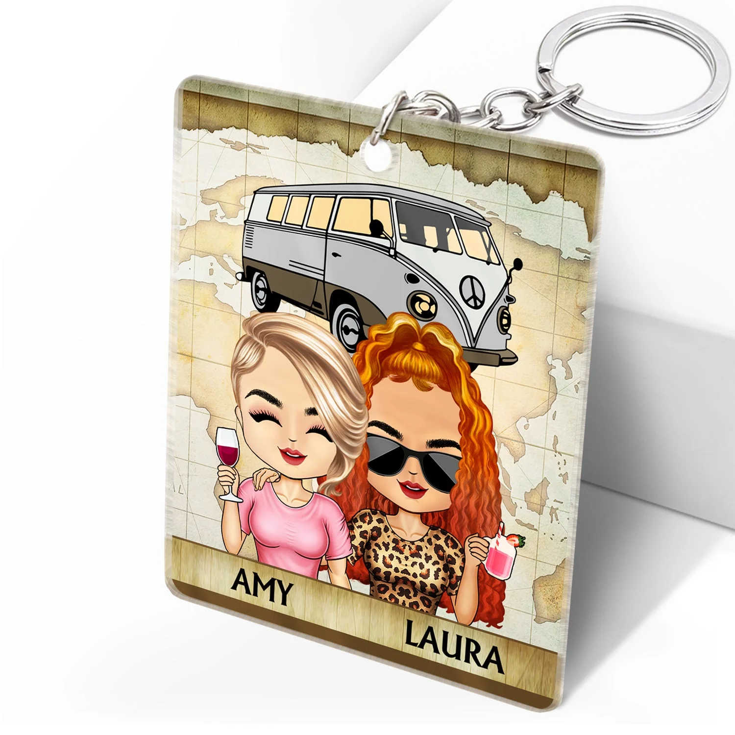 Drive Slow Drunk Camper Matter Key To The RVs - Birthday, Loving, Anniversary, Traveling Gift For Spouse, Husband, Wife, Camping Couple - Personalized Acrylic Keychain - Image 2