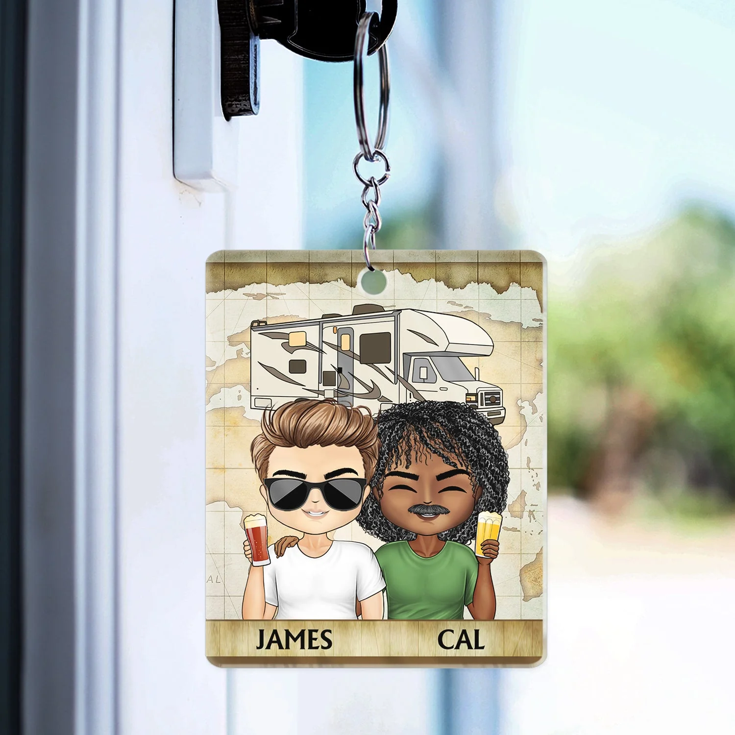 Drive Slow Drunk Camper Matter Key To The RVs - Birthday, Loving, Anniversary, Traveling Gift For Spouse, Husband, Wife, Camping Couple - Personalized Acrylic Keychain - Image 3