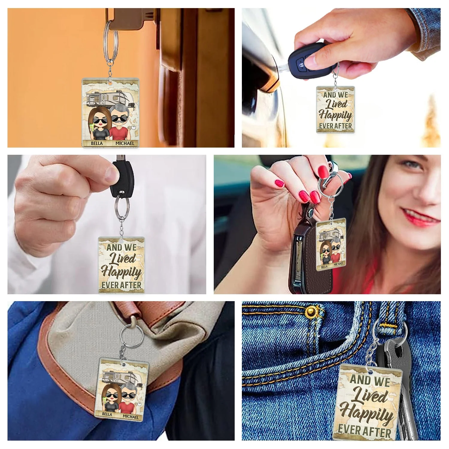Drive Slow Drunk Camper Matter Key To The RVs - Birthday, Loving, Anniversary, Traveling Gift For Spouse, Husband, Wife, Camping Couple - Personalized Acrylic Keychain - Image 6