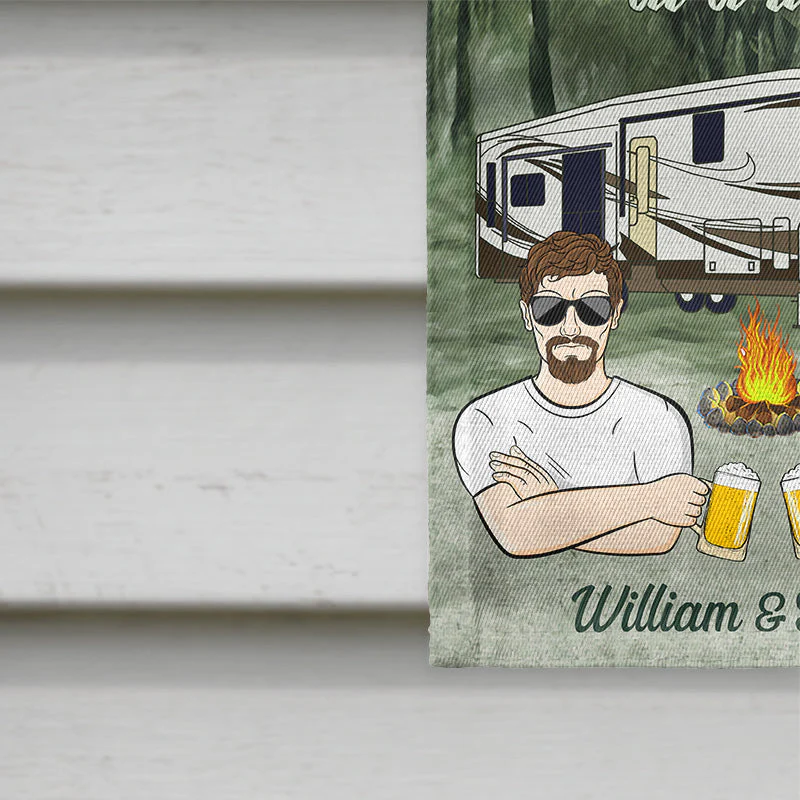 Drive Slow Drunk Campers Matter Camping Couple - Personalized Custom Flag - Image 4