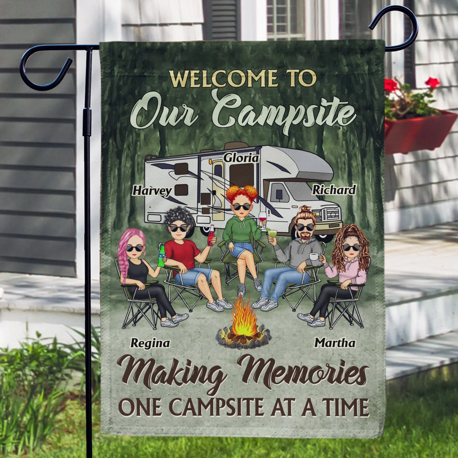 Drive Slow Drunk Campers Matter Camping Traveling - Vacation, Funny Gift For Campers, Besties, Family - Personalized Custom Flag - Image 3