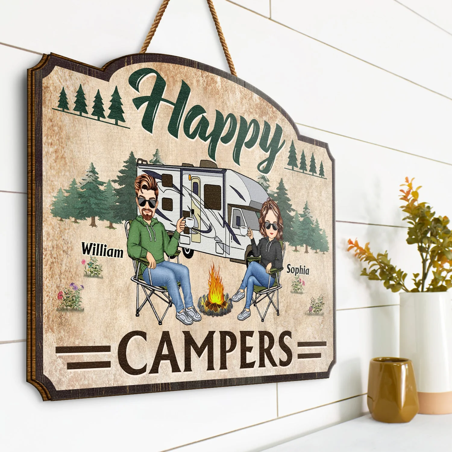 Drive Slow Drunk Campers Matter Camping Traveling - Vacation, Funny Gift For Campers, Besties, Family - Personalized Custom Shaped Wood Sign - Image 2