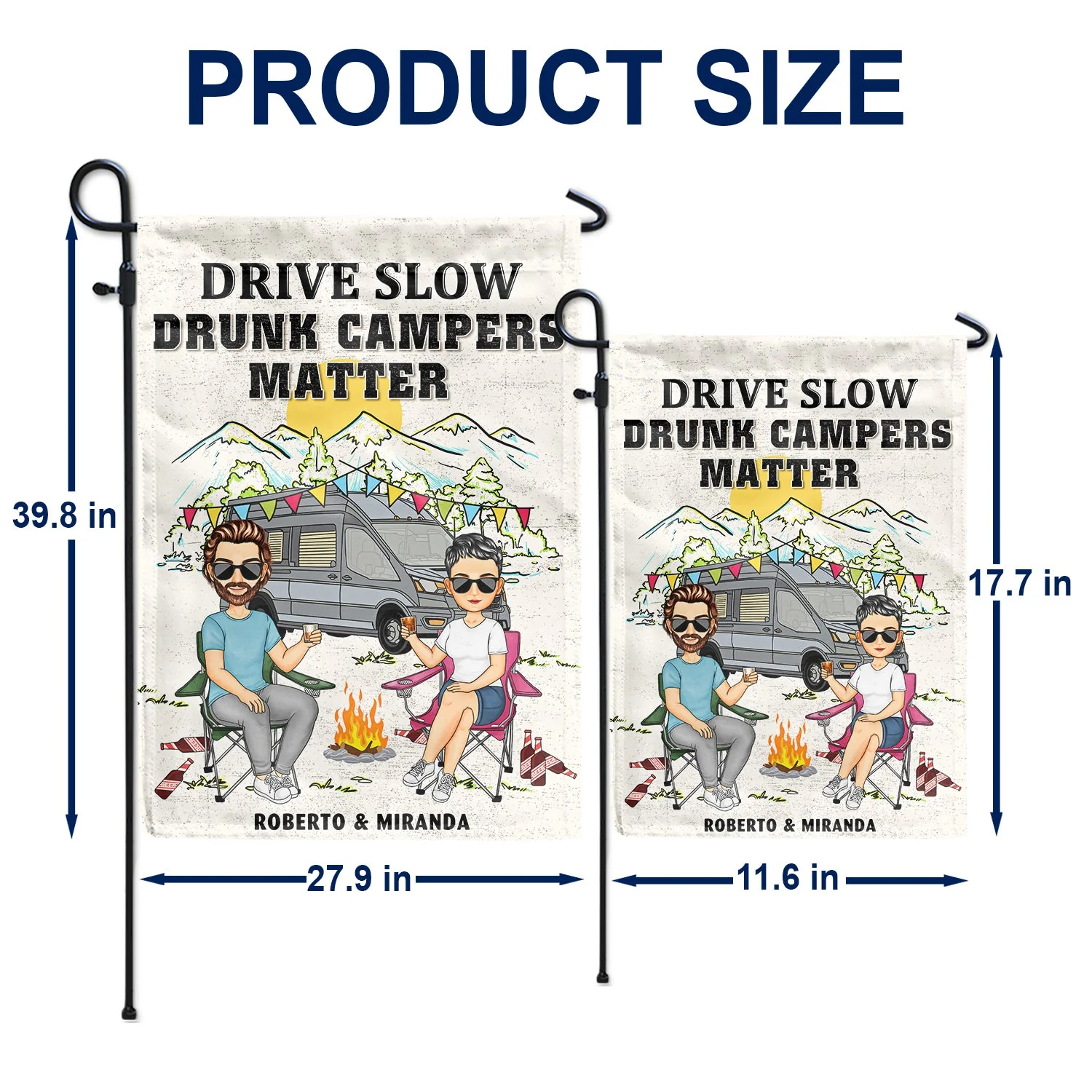 Drive Slow Drunk Campers Matter - Gift For Camping Lovers - Personalized Flag - Image 5