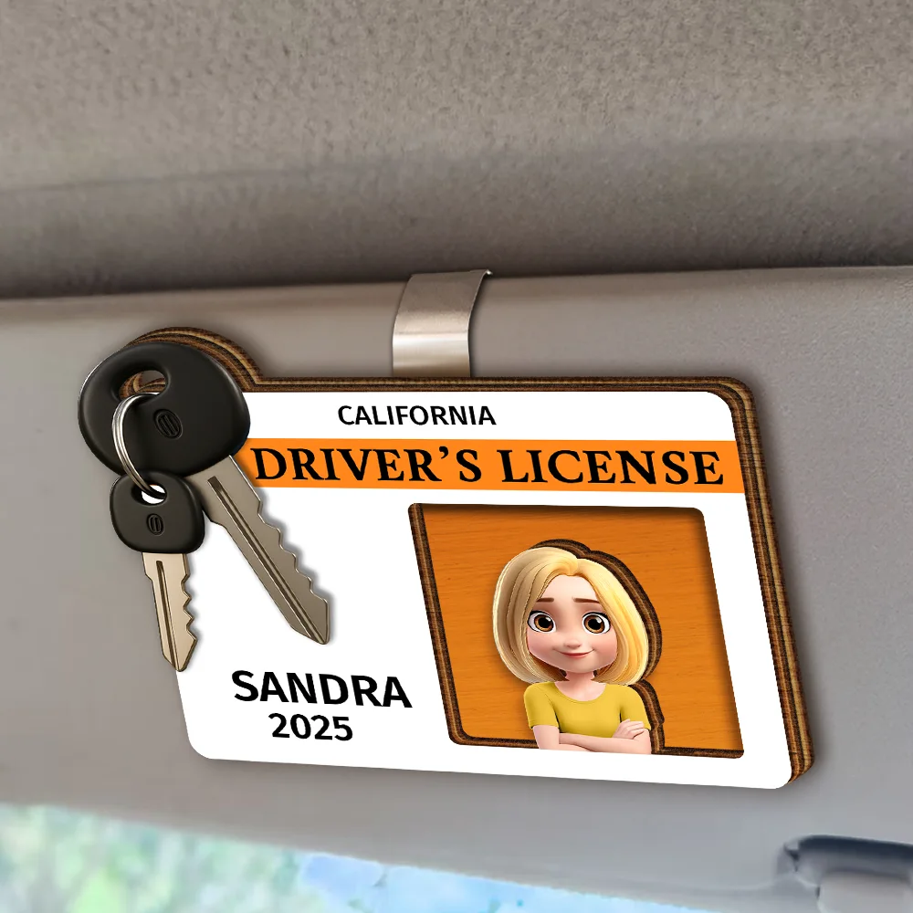 Driver's License 3D Effect - Personalized Custom Shaped Car Visor Clip - Image 2