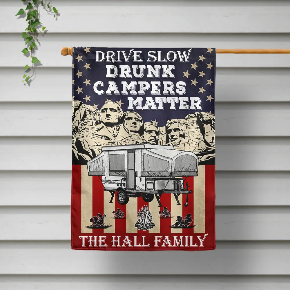 Drunk Camper Matter American Stars And Stripes - Personalized Flag - Image 2