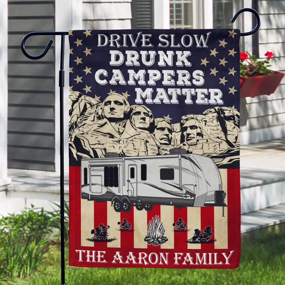 Drunk Camper Matter American Stars And Stripes - Personalized Flag - Image 3