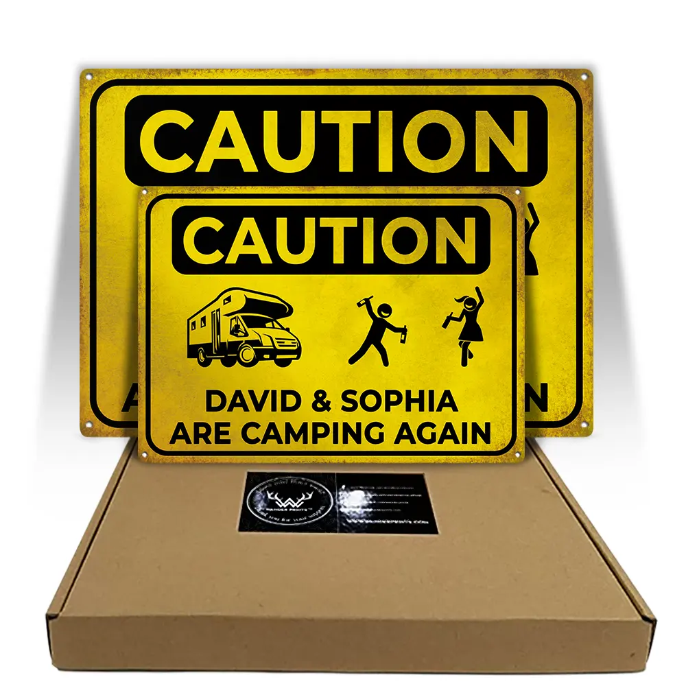 Drunk Stick Figure We Are Camping Again - Personalized Classic Metal Signs - Image 5