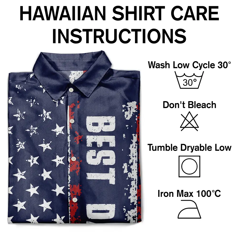 Early US Flag America Best Dad Ever The Man The Myth - Hawaiian Shirt - Image 7