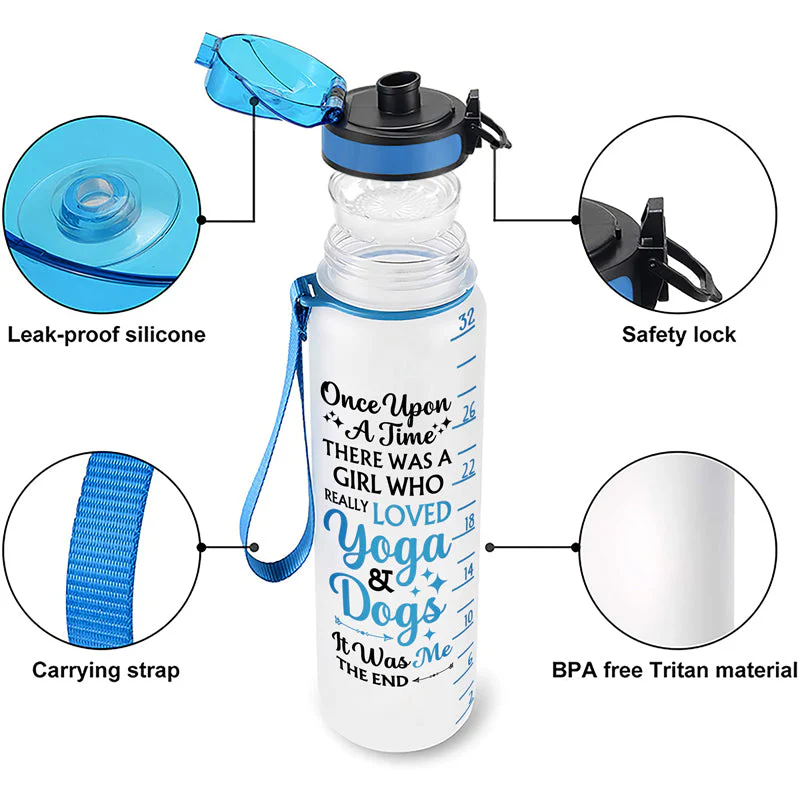 Easily Distracted By Yoga And Dogs - Gift For Yoga & Dog Lovers - Personalized Custom Water Tracker Bottle - Image 4