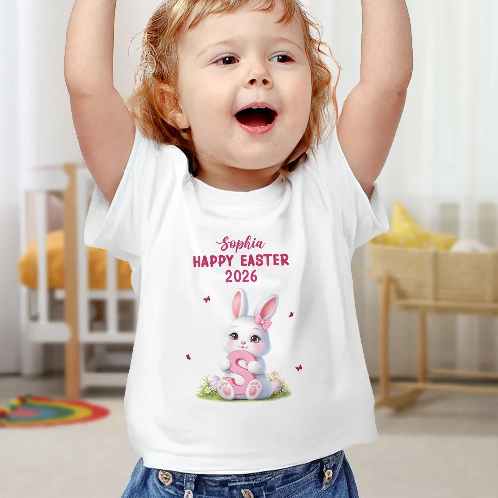 Easter Bunny Holding Alphabet Letter - Personalized Baby Onesie - Image 5