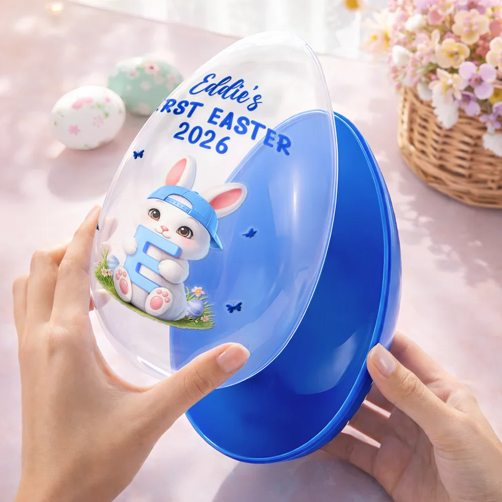 Easter Bunny Holding Alphabet Letter - Personalized Fillable Egg - Image 4