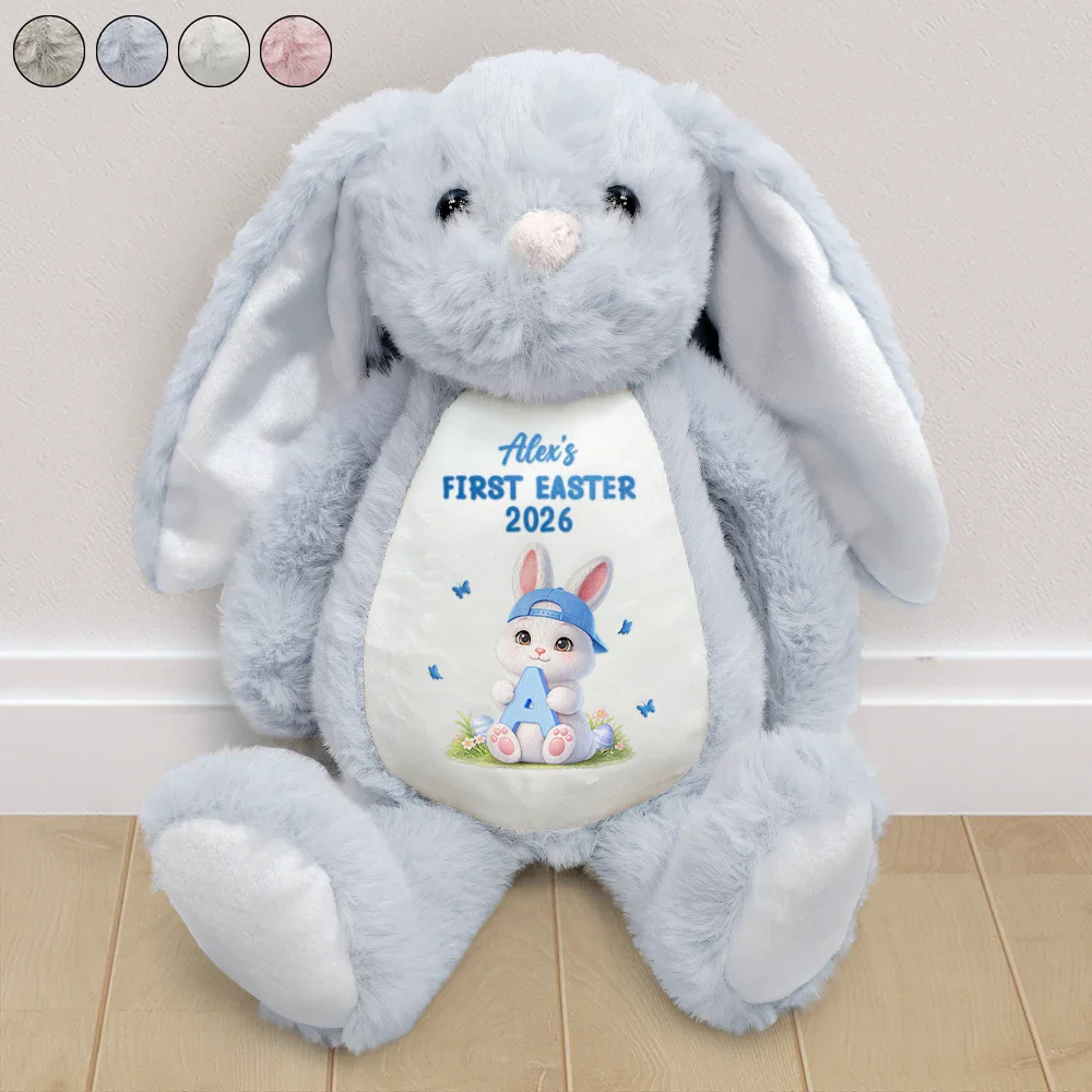 Easter Bunny Holding Alphabet Letter - Personalized Soft Toy Bunny