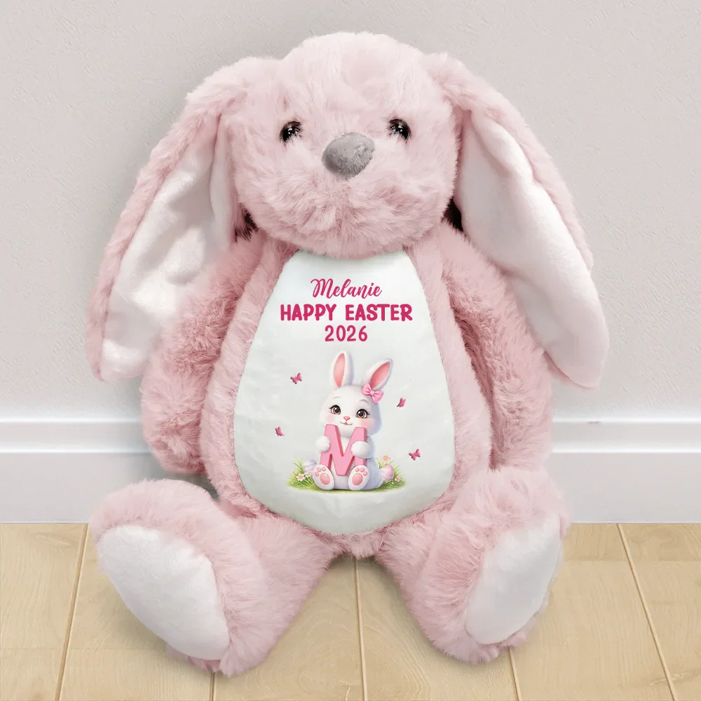 Easter Bunny Holding Alphabet Letter - Personalized Soft Toy Bunny - Image 2