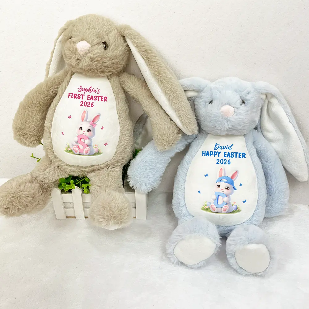 Easter Bunny Holding Alphabet Letter - Personalized Soft Toy Bunny - Image 3