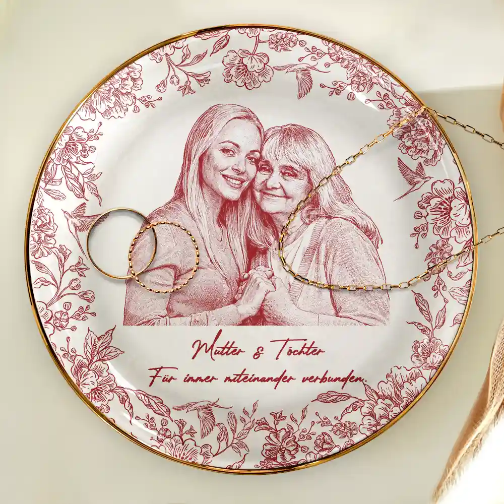 Eigenes Foto Als Bleistiftskizze Die Liebe Zwischen Mutter Und Tochter - Personalisierte Schmuckschale - Image 5