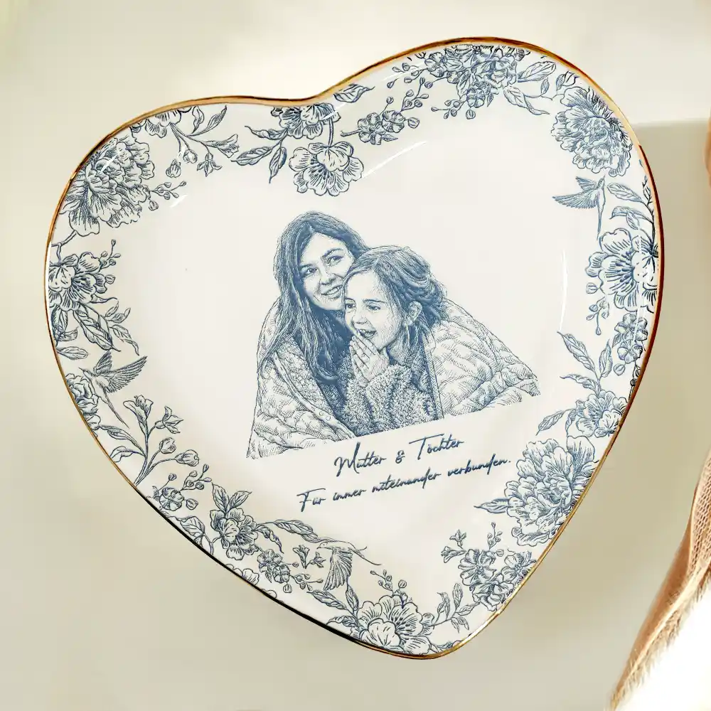 Eigenes Foto Als Bleistiftskizze Die Liebe Zwischen Mutter Und Tochter - Personalisierte Schmuckschale - Image 6